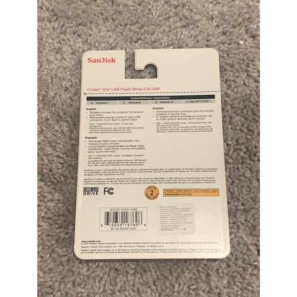 SANDISK Cruzer Dial USB Flash Drive 32GB USB 2.0-Blue - Picture 2 of 2